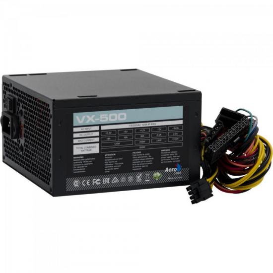 Fonte ATX s/Cabo 500W VX-500 EN57136 Preto AEROCOOL