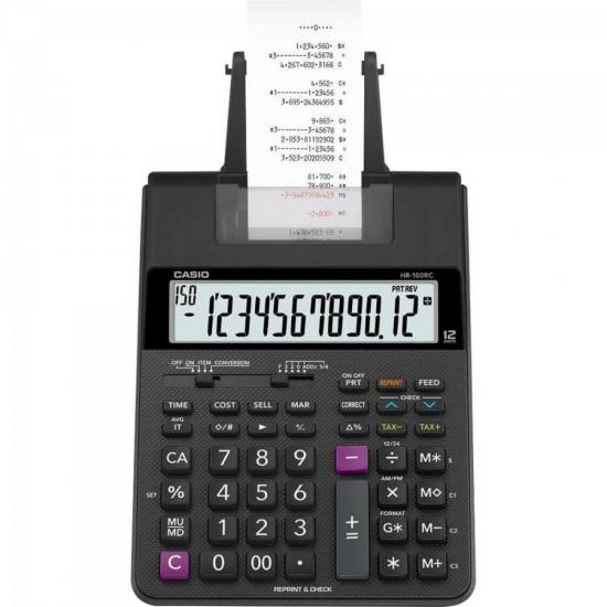Calculadora com Bobina 12 Dígitos Bivolt HR-100RC Preta CASIO