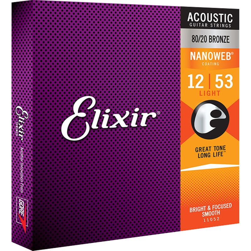 Encordoamento para Violão em Aço .012 Light Nanoweb ELIXIR