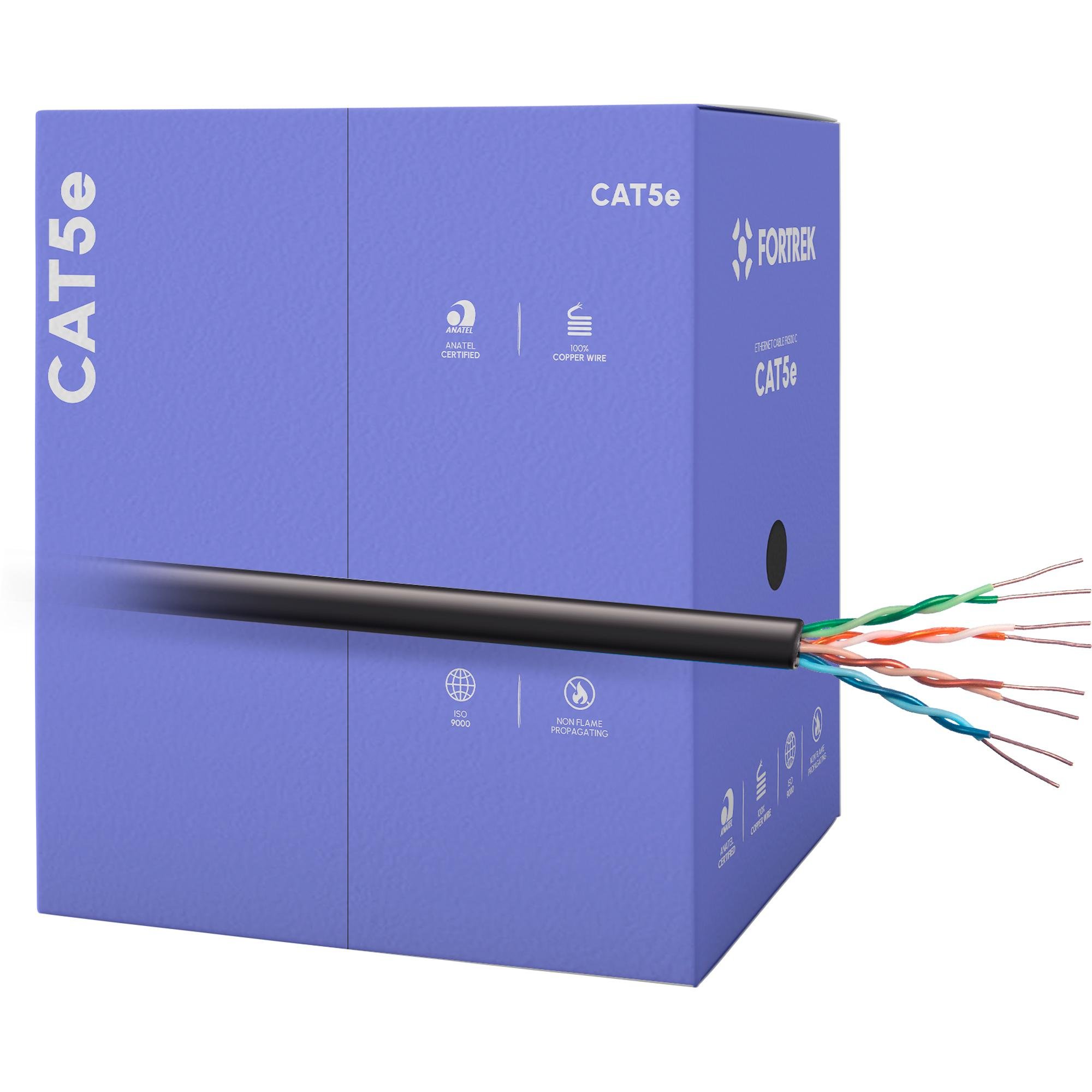 Cabo de Rede CAT5e 305m Fortrek FK500C CMX Preto - CX / 305