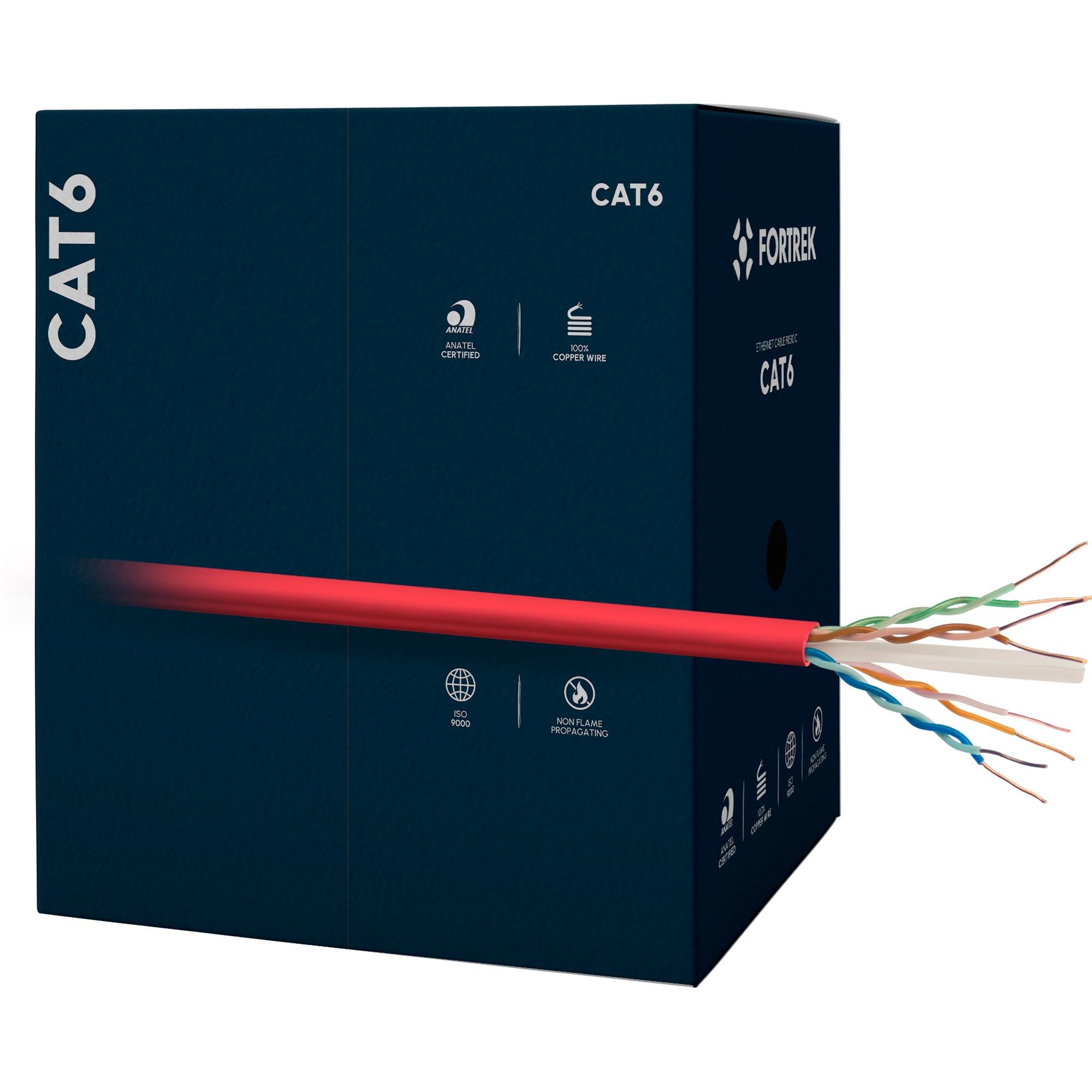 Cabo de Rede CAT6 305m Fortrek FK510C CMX Vermelho - CX / 305