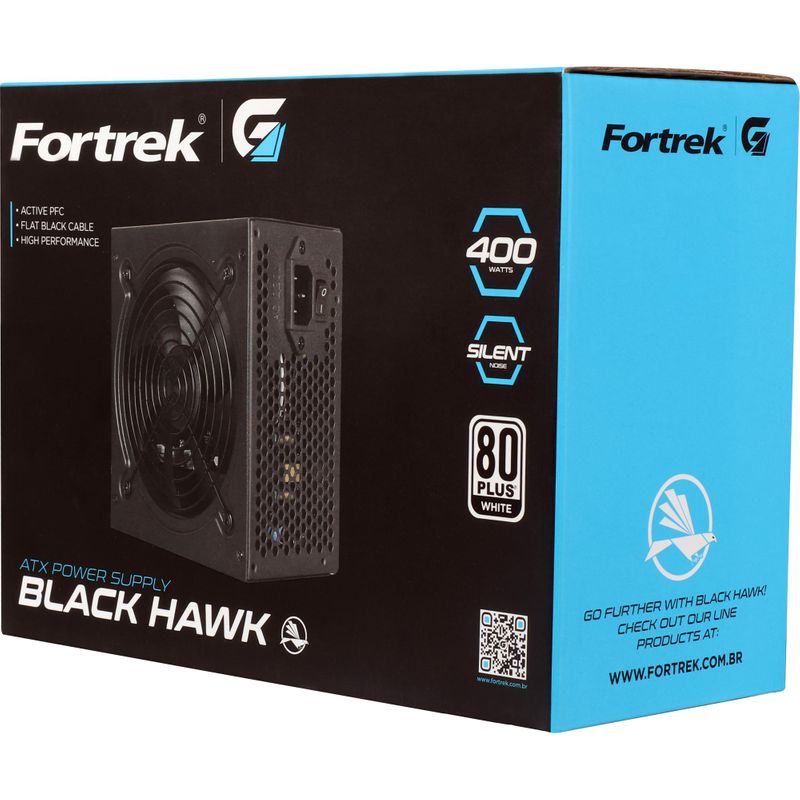 FONTE ATX 400W 80 PLUS WHITE FORTREK BLACK HAWK 3