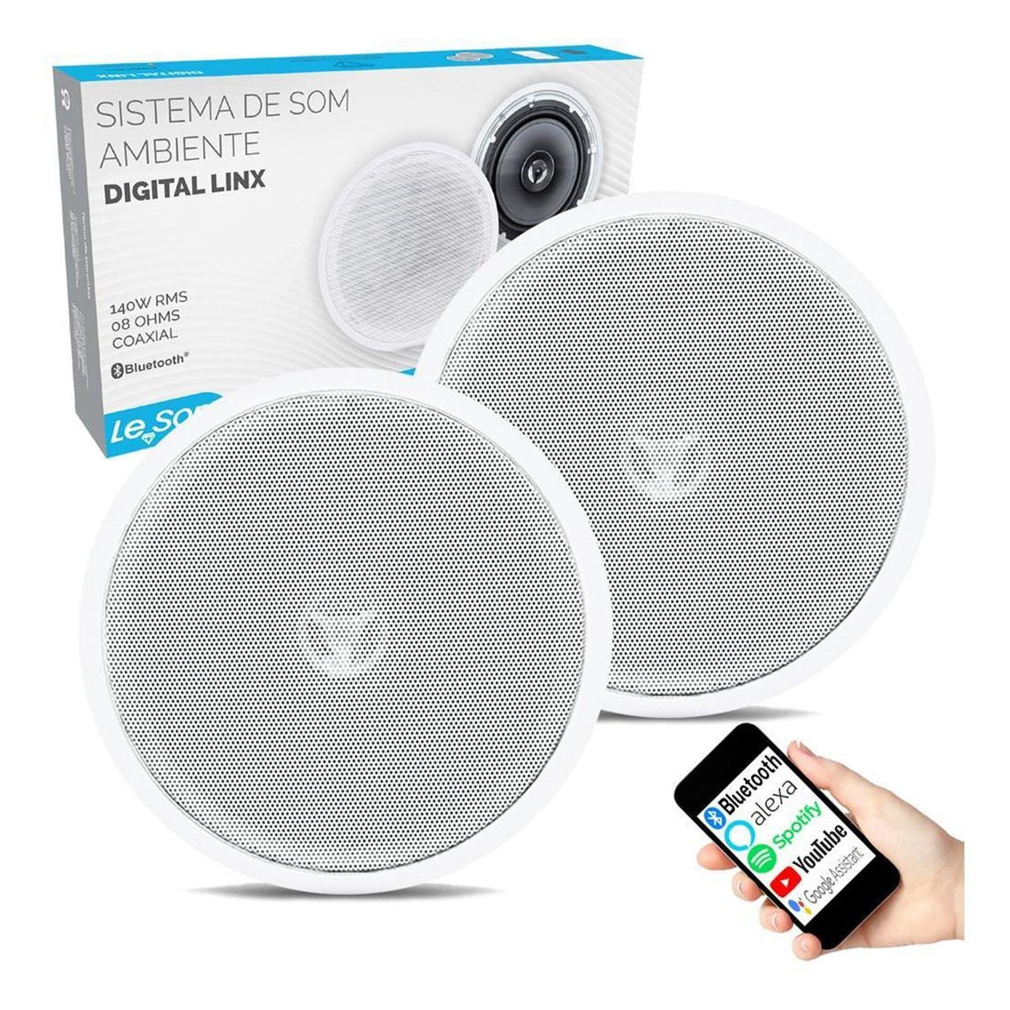 Kit Arandela Redonda 6' Leson 2LSREDBR 70W RMS Branca - PAR / 2