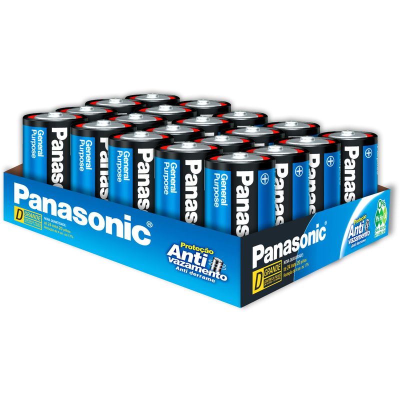 Pilha Zinco D 1,5V UM-1SH300 PANASONIC (Blister com 20 Unid.) - BLI / 20 0