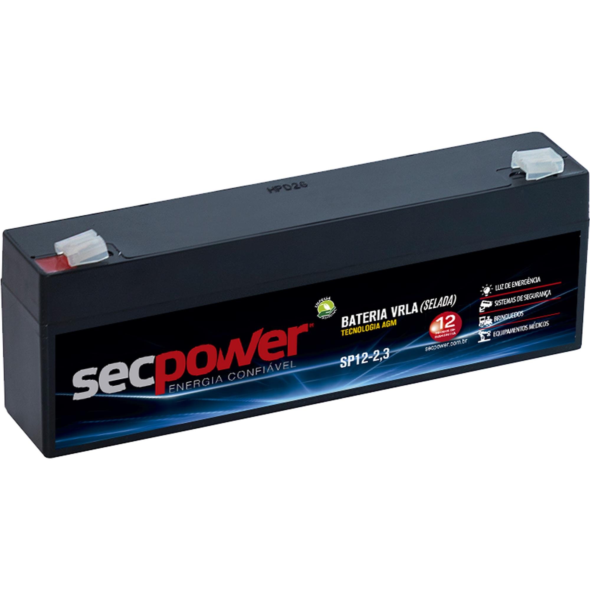 Bateria Selada 12V 2,3Ah SP12-2,3 SecPower