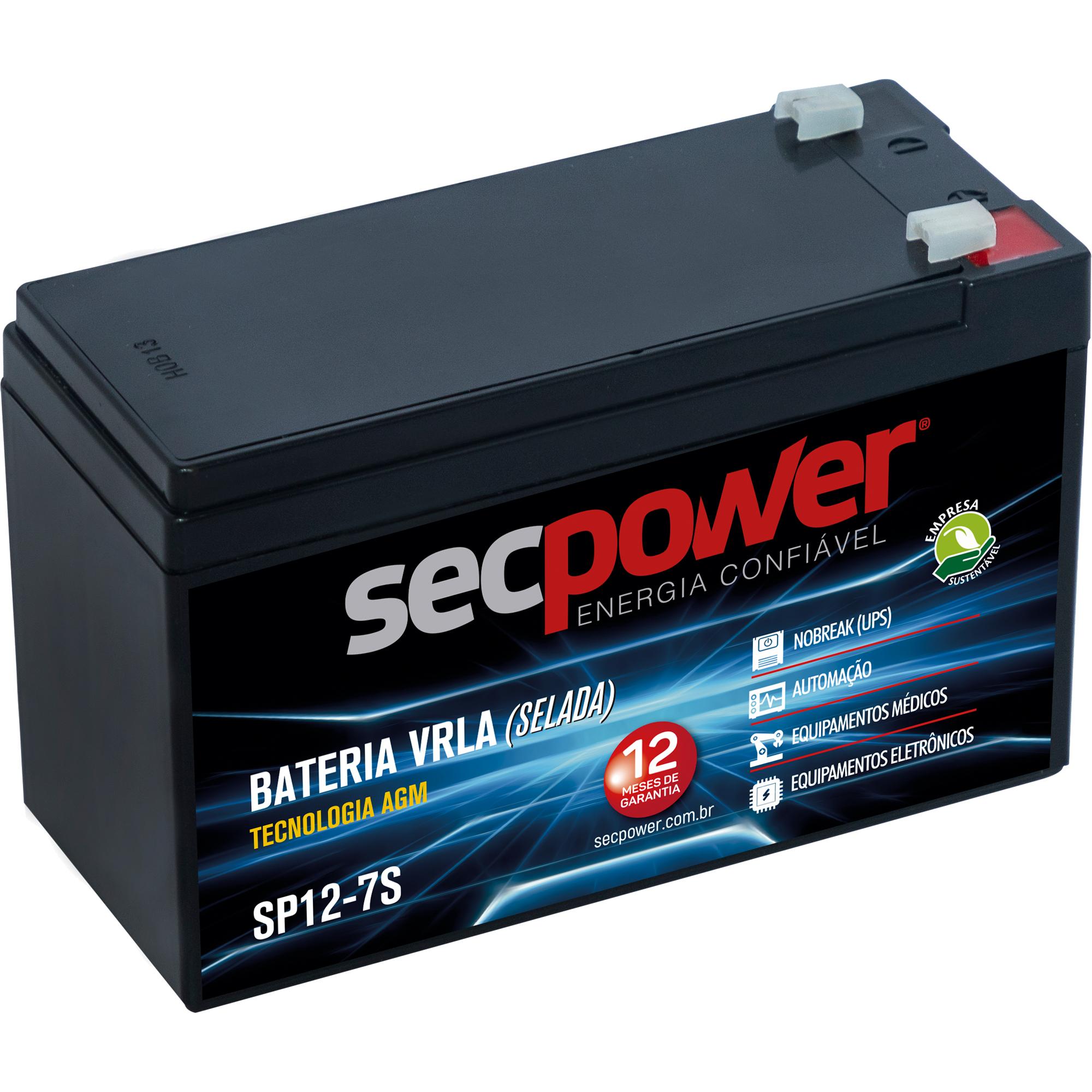Bateria Selada 12V 7Ah SP12-7S SecPower